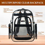 MGgear 17 Inch Clear PVC Backpack with 5 Zipper Compartments – School & Event Bag