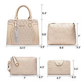 Women’s Fashion Handbag Set – 4PCS Tote, Shoulder Bag, Crossbody & Wallet Purse Set (A-Black)