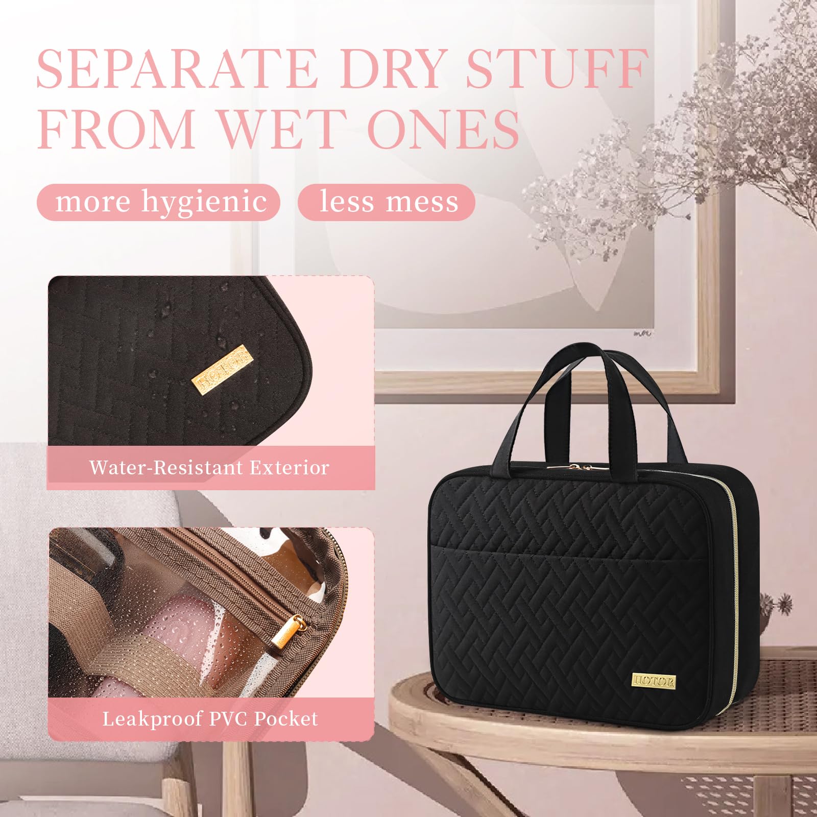 Hanging Travel Toiletry Bag Organizer – Waterproof Cosmetic & Makeup Storage Bag with Hook
