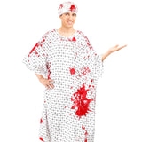 Bloody Hospital Patient Costume – Unisex Gown with Bloodstains & Gauze Bandage Set 🩸🏥