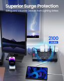 SUPERDANNY 28-in-1 Heavy Duty Surge Protector Power Strip with 22 Outlets & 6 USB Fast Charging Ports Flat Plug Extension Cord