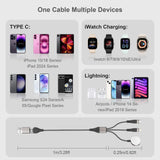 2-Pack 3-in-2 Multi Fast Charging Cables – Magnetic Apple Watch Charger with USB-A & USB-C Inputs (2ft & 6ft, Dark Grey)