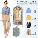 40” Hanging Garment Bags for Closet Storage (6-Pack) – Clear Suit Covers with Gussets for Coats, Dresses & Jackets