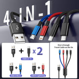 4-in-1 Multi Charging Cable (Dual USB-C, Lightning & Micro USB) – 5FT Universal Fast Charger Cord for iPhone, Android & Multiple Devices