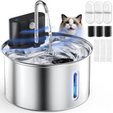 3L Stainless Steel Wireless Cat Water Fountain – 4000mAh Rechargeable with 3 Flow Modes & 5-Layer Filtration