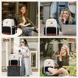 LOVEVOOK Women’s Laptop Backpack with Large Cup Pocket – Waterproof Work & Travel Backpack for 15.6″ Laptop (Beige Black Chestnut Brown)