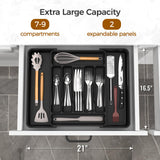Expandable Silverware Drawer Organizer – Adjustable Cutlery Tray with Deep Compartments (Black)