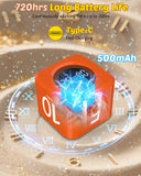 Kids Pomodoro Flip Cube Timer with Visual LED Time Ring, Silent Focus Mode & USB-C Rechargeable – Orange