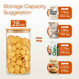 HD Clear Medium Glass Jars with Bamboo Lids – 8-Piece Borosilicate Pantry Storage Set (28 oz)
