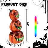 Trick or Treat Pumpkin Lantern – Color-Changing LED Jack-O’-Lantern Stack Light, Battery Operated Halloween Decoration (Resin Design)