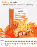 Maple Leaf String Lights – 2 Pack 8.2ft Battery Operated Fall Garland with 40 LEDs & 80 Leaves, Warm Yellow Thanksgiving & Autumn Decor