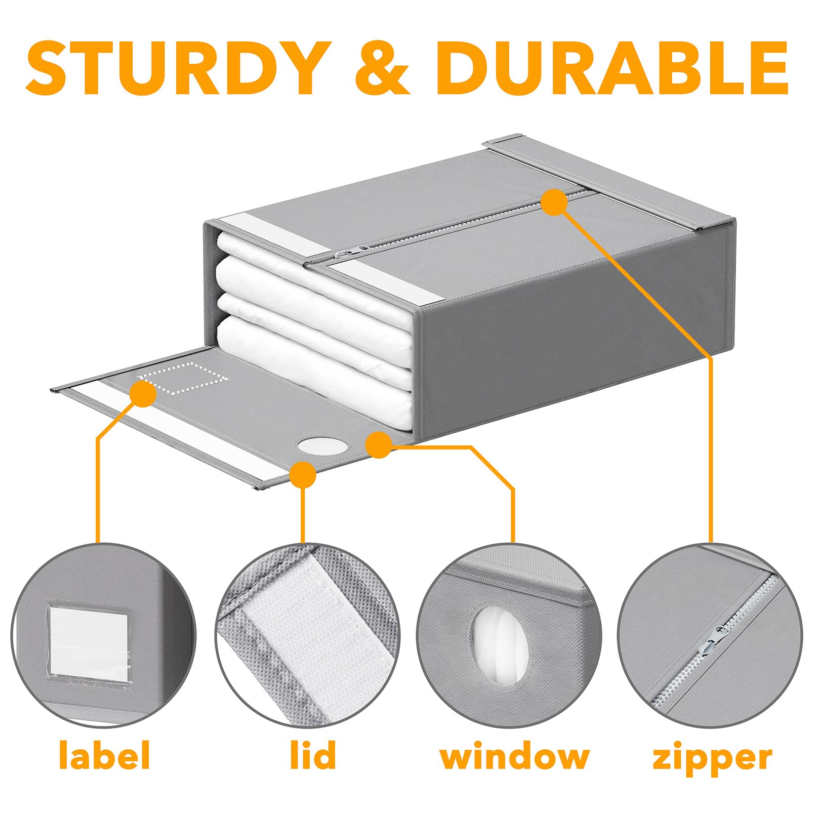Bed Sheet Organizer Set (4-Pack) – Foldable Linen Storage with Window & Labels for Queen and King Bedding