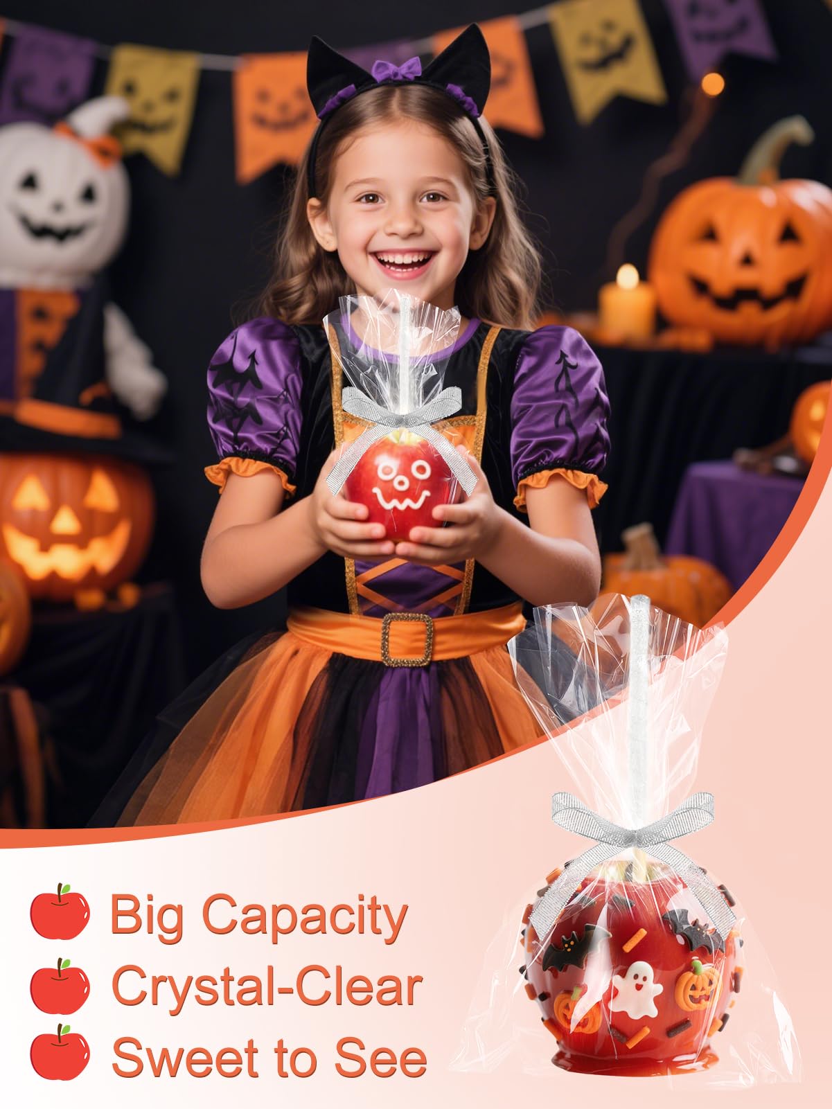 48 Pcs Candy Apple DIY Kit – Silver Glitter Edition 🍬 Includes Bamboo Sticks, Candy Wrapping Glass Paper & Glitter Ribbon