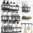 6-Pack Adhesive Shower Caddy Organizer Set – 100% Rustproof Stainless Steel (Black)