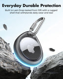 Heavy Duty AirTag Holder Case with Locking Stainless Steel Carabiner, Waterproof TPU Protective Cover – 4 Pack Multi Color