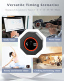 Octagon Pomodoro Timer with Gravity Sensor, Preset 1–90 Min, Pause & Resume, Custom Countdown & Stopwatch, Rechargeable Focus Timer for Work, Study & Kitchen – Black
