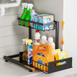 Under Sink Organizer (2-Tier) – L-Shaped Metal Pull-Out Cabinet Storage with Sliding Drawer