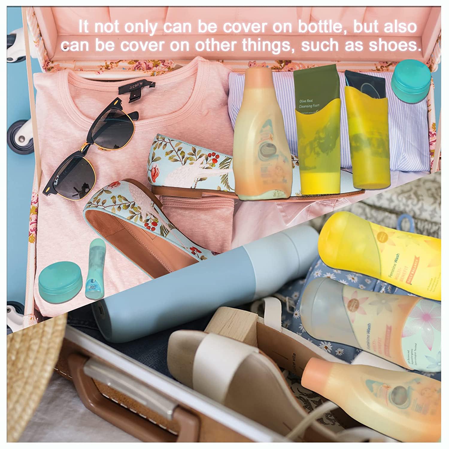 Leak-Proof Silicone Bottle Covers (18-Pack) – Travel Toiletry Protectors for Luggage & Carry-On