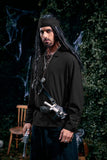 Black Pirate Renaissance Shirt – Lace-Up Medieval Long Sleeve Top for Men & Women ⚓🖤