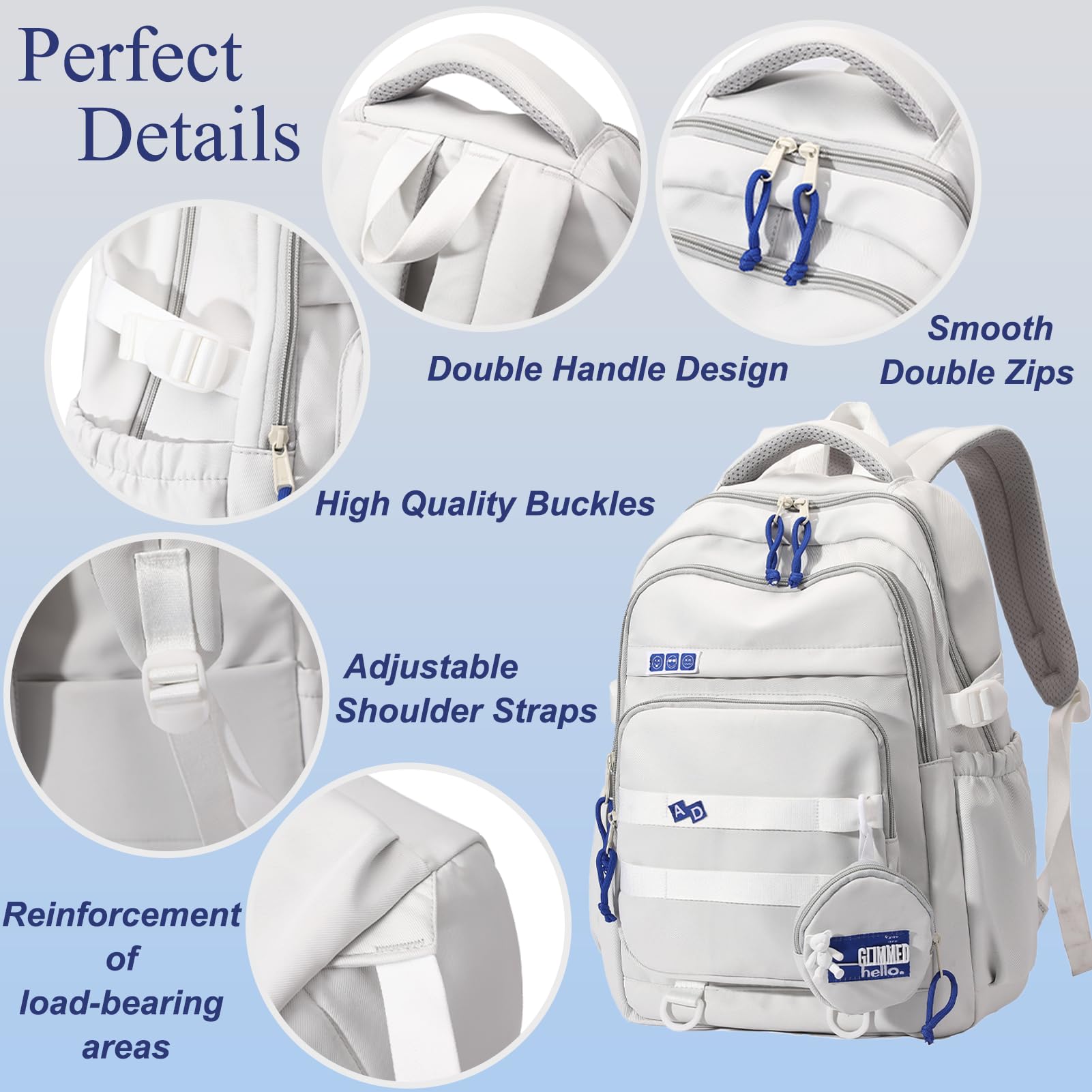 YJMKoi Kids School Backpack for Girls & Boys – Lightweight Nylon Aesthetic Bookbag (Purple)