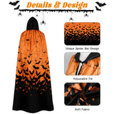 Spider Web Hooded Cape – Black Halloween Cloak for Adults with Oversized Hood & Adjustable Tie