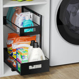 Petiza Adjustable Under Sink Organizer – 2 Tier Pull-Out Cabinet Storage (Black)