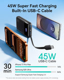 INIU 20000mAh 45W Fast Charging Power Bank – Portable Battery Pack with Built-in USB-C Cable