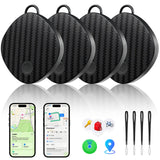 Apple Find My Compatible Bluetooth Tracker Tags 4 Pack with Loud Sound Alert, Water-Resistant Design & Replaceable Battery – Black