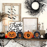 Reversible Wooden Pumpkin Table Decor – “FALL” & “BOO” Double-Sided Autumn & Halloween Decoration for Home