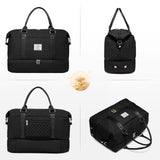 LOVEVOOK Women’s Travel Duffle Bag – Carry-On Weekender with Shoe Compartment, Wet Pocket & Toiletry Bag (Black)