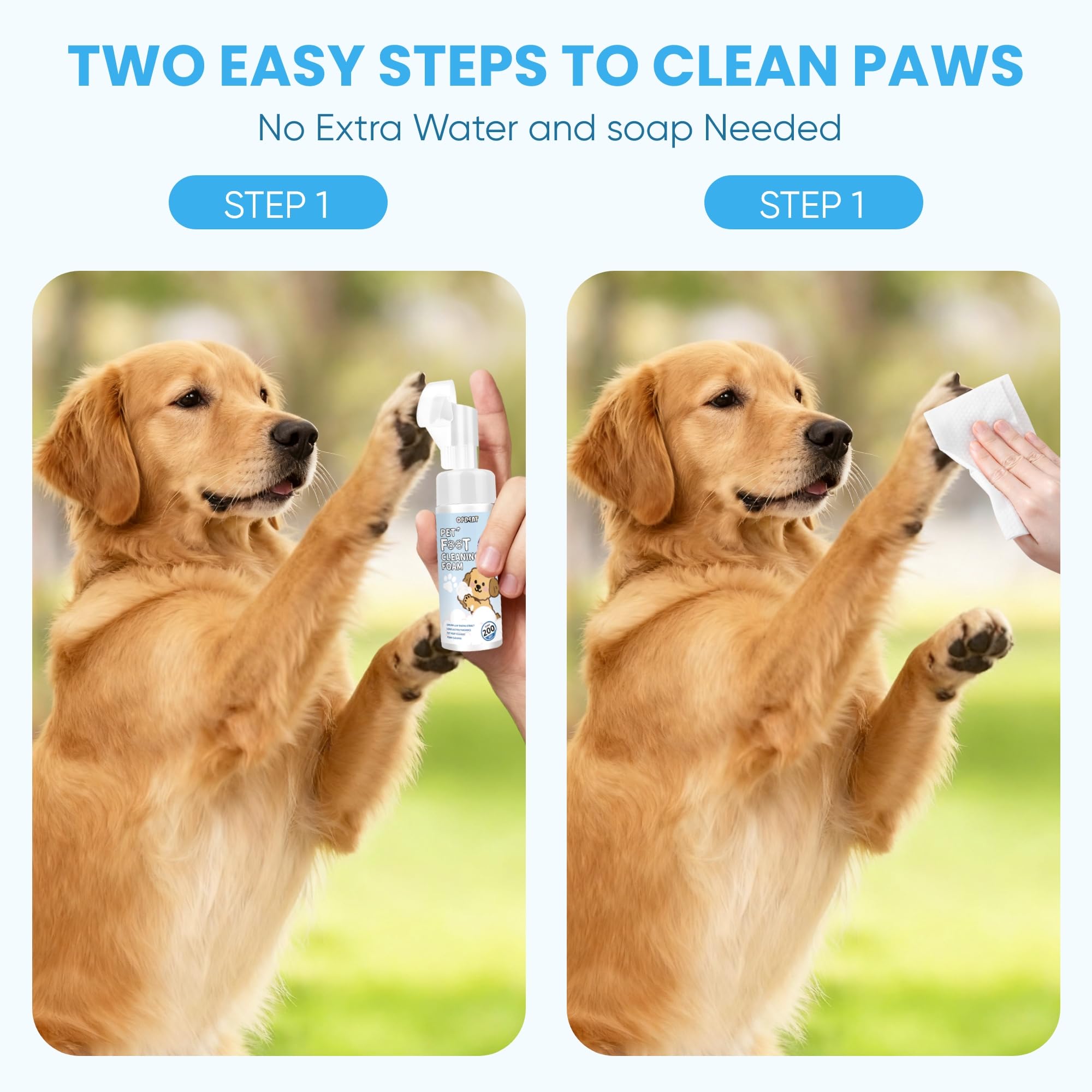 No-Rinse Dog Paw Cleaner with Soft Silicone Brush and Foaming Cleanser for Mud, Dirt, and Odor Removal – Gentle Pet Paw Cleaning Tool