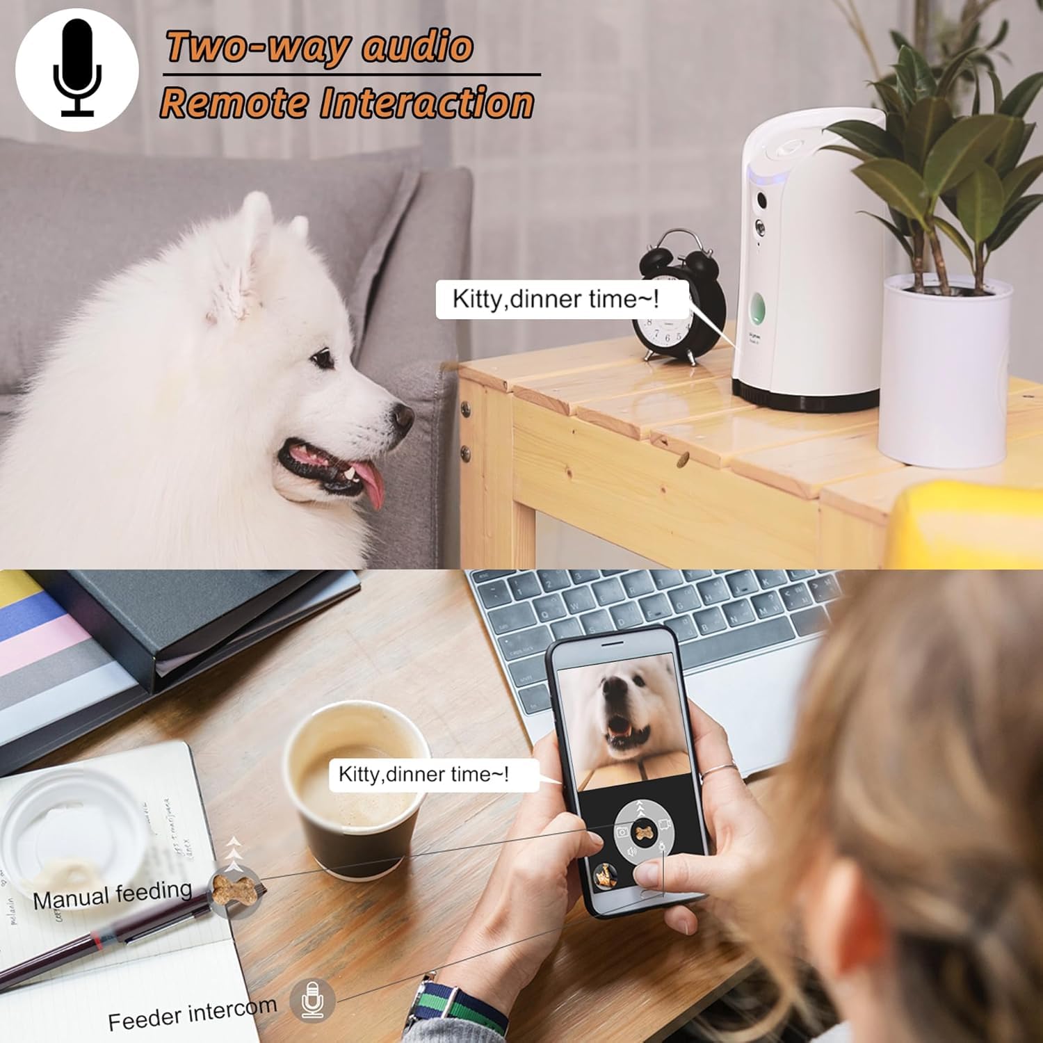SKYMEE 1080P Smart Pet Camera with Treat Toss & 2-Way Audio – WiFi Dog Monitor (White)