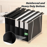 Heavy-Duty Plastic Hanging File Folders – Expandable Letter Size Filing System with Tabs (Black, 12-Pack)