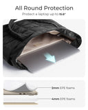 BAGSMART Expandable Puffy Tote Bag for Women – Quilted Work & Travel Carry-On Handbag (Black, Large)