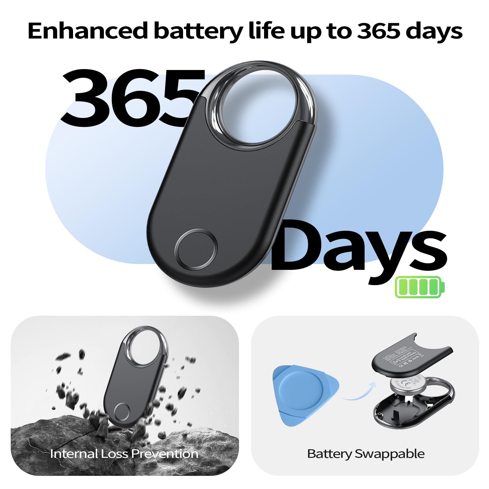 Apple Find My MFi-Certified Bluetooth Tracker Tag 4 Pack, Waterproof Smart Item Locator with 100dB Alert and Global Tracking