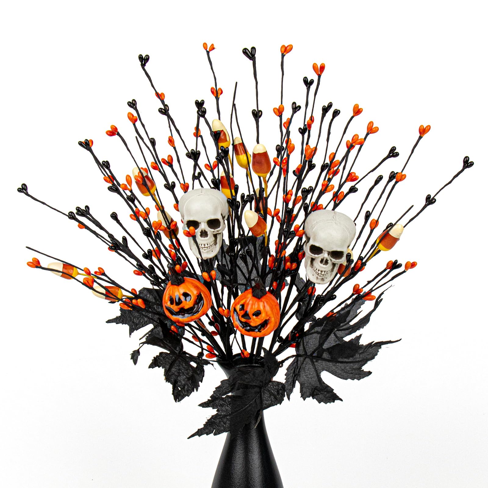 Halloween Black Maple & Candy Stem Branch Set – 10 Pack (17-Inch Spooky Mix)