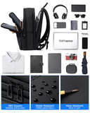 FENREE.GEER Expandable Work Laptop Backpack – 12L–22L Water-Resistant Backpack with USB-C & USB-A Ports for 15.6” Laptops (Black)