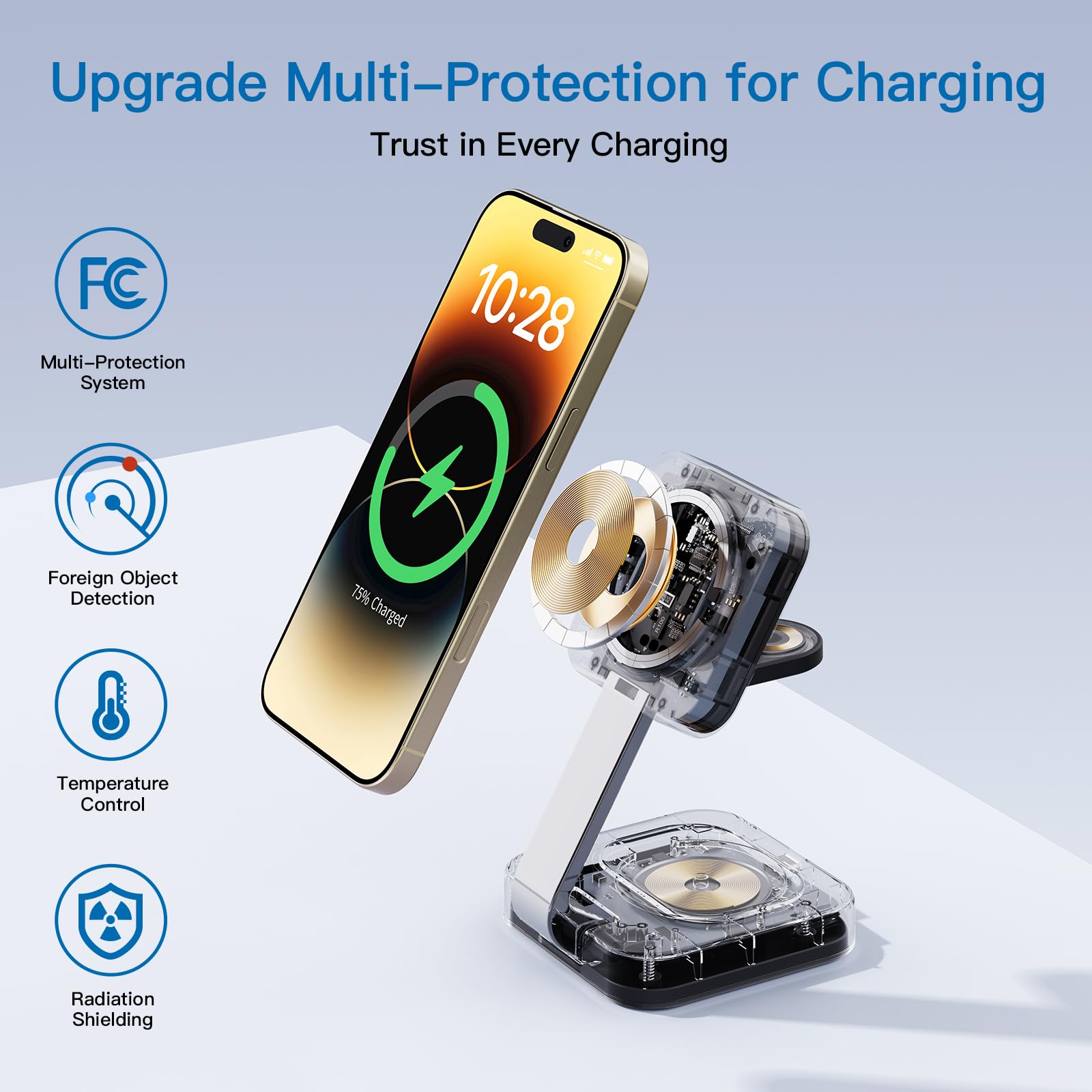 3-in-1 Foldable Magnetic Wireless Charging Station – Fast MagSafe Charger Stand for iPhone, Apple Watch & AirPods Portable Charging Dock