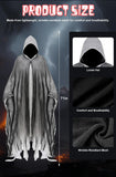 Grim Reaper Cloak – Gray Full-Length Hooded Robe for Adults, Halloween Horror Costume