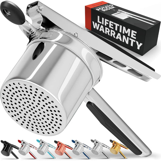 Heavy-Duty Potato Ricer & Masher – Large Basket, Non-Slip Handles, Dishwasher Safe