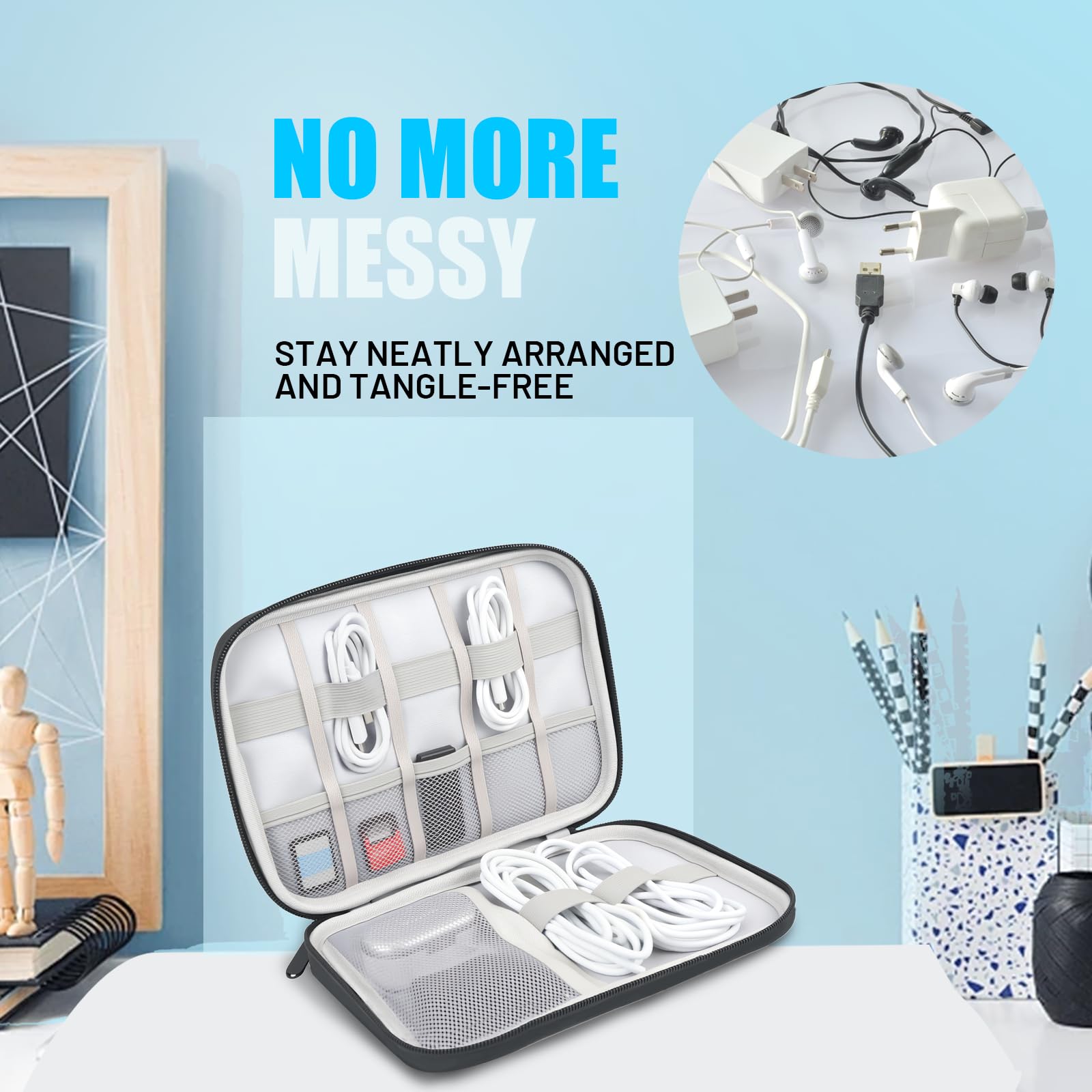 Travel Cable Organizer Pouch – Portable Tech Accessories Storage Case for Chargers & Gadgets