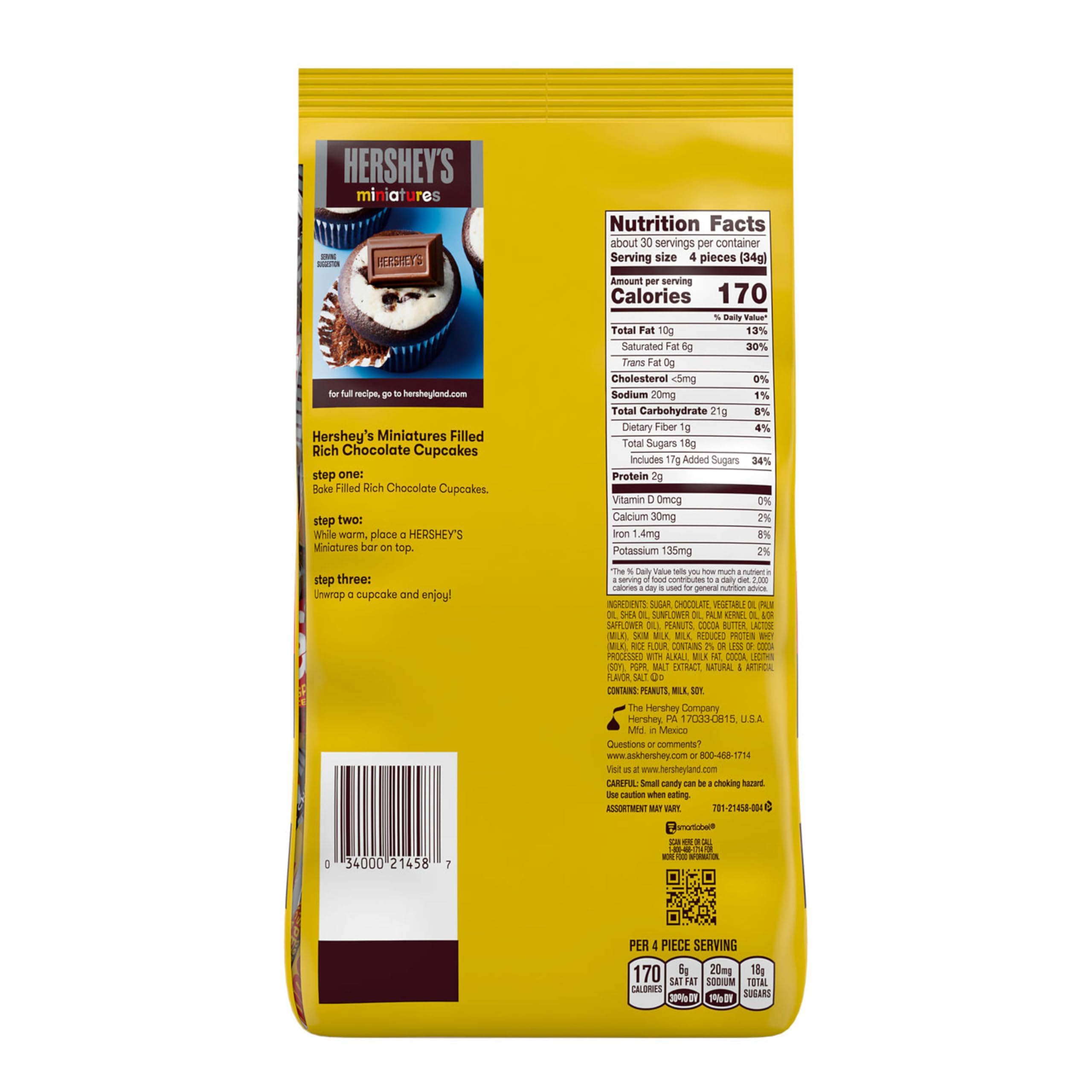 HERSHEY’S Miniatures Assorted Chocolate Candy Bars – 35.9 oz Bulk Party Pack, Individually Wrapped