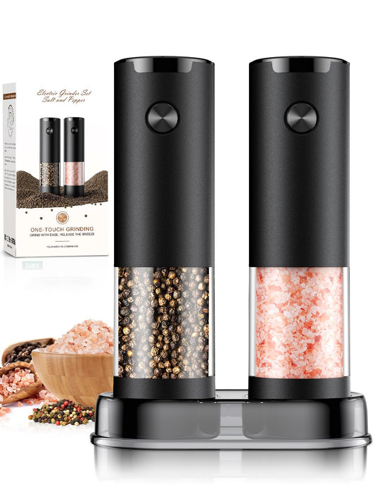 Electric Salt & Pepper Grinder Set with LED Light – Adjustable Coarseness, One-Hand Operation