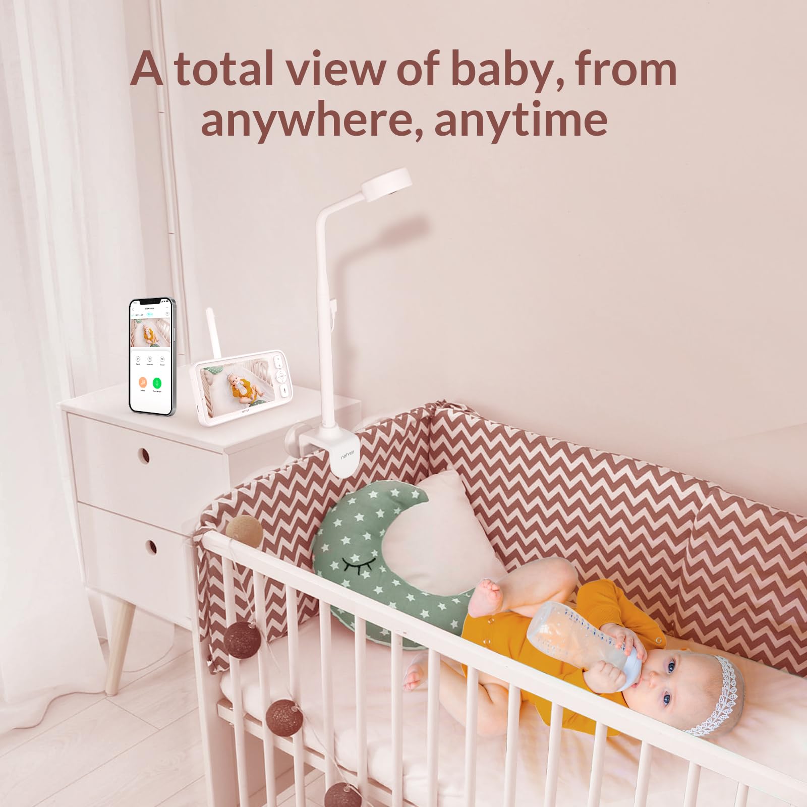 Smart Baby Monitor with 5" Screen & App Viewing – HD Camera, Night Vision & Two-Way Audio Nursery Monitor