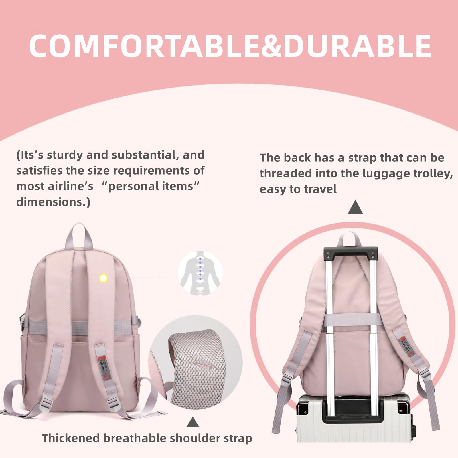 ARMbQ Girls School Backpack Large Capacity with Waterproof Nylon Fabric, Lightweight Casual Bookbag for Kids