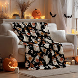 Halloween Flannel Blanket Orange & Black – Soft Warm Cozy Fleece Throw for Couch, Bed & Travel