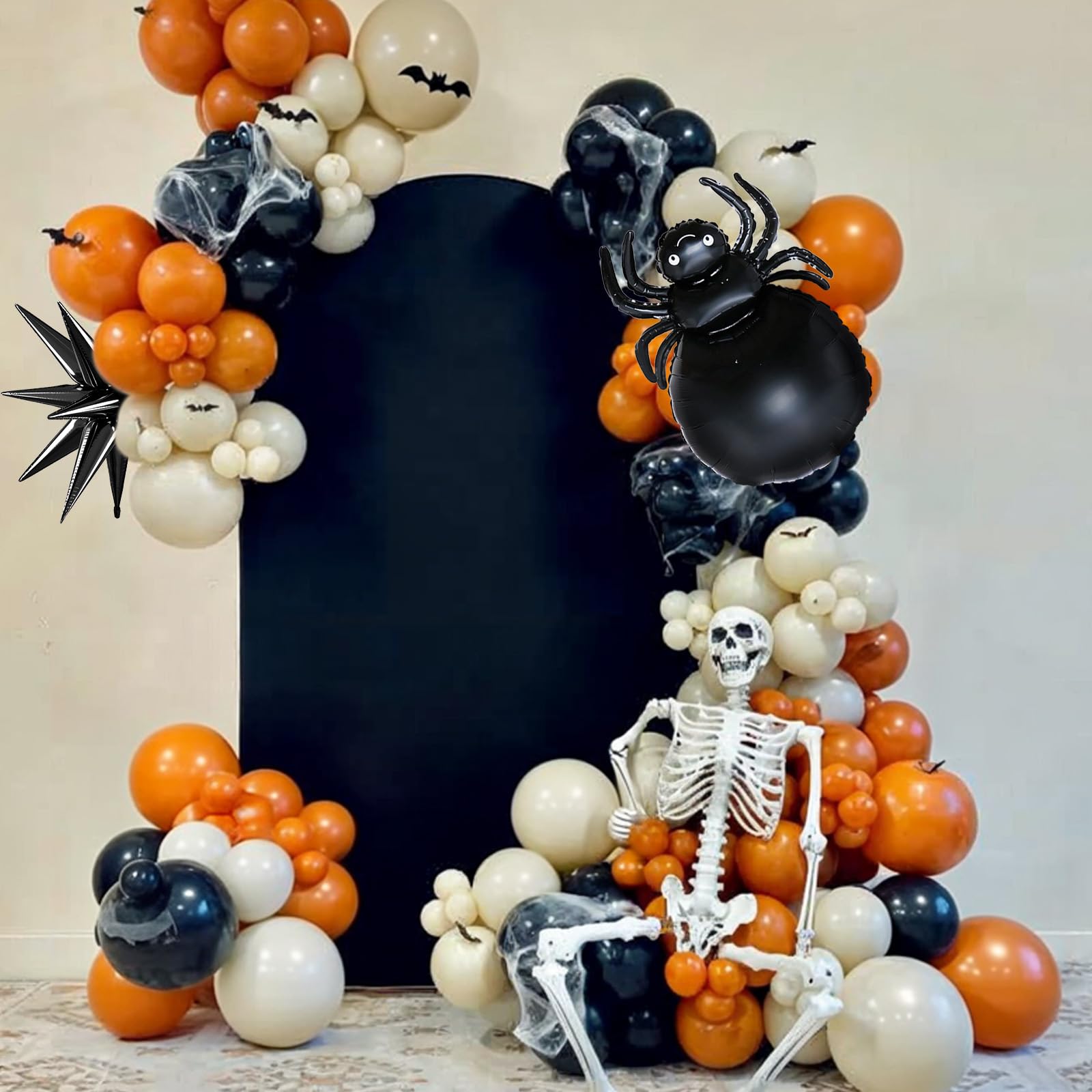 Halloween Balloon Arch Kit – Black, Green & Purple Garland with Ghost & Witch Foil Balloons + 3D Bat Stickers
