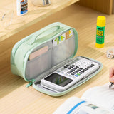 Green Large-Capacity Pencil Case with Carry Handle