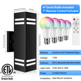 Modern RGB Smart Outdoor Wall Sconce – Up & Down Rectangle Light with Alexa & App Control