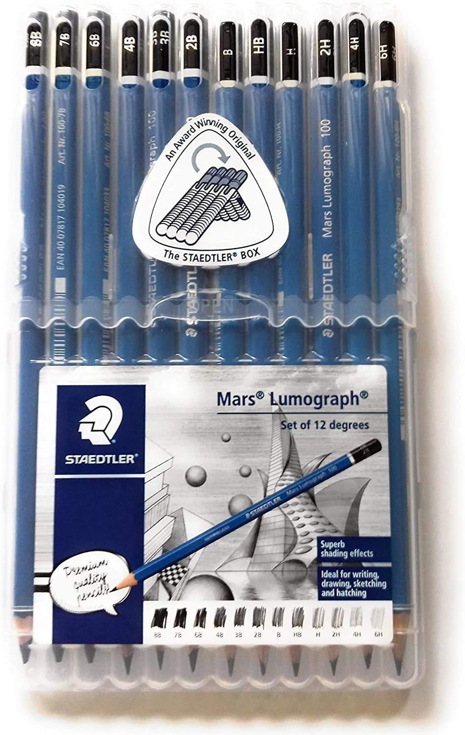 12-Piece Graphite Drawing Pencil Set from 6H to 8B